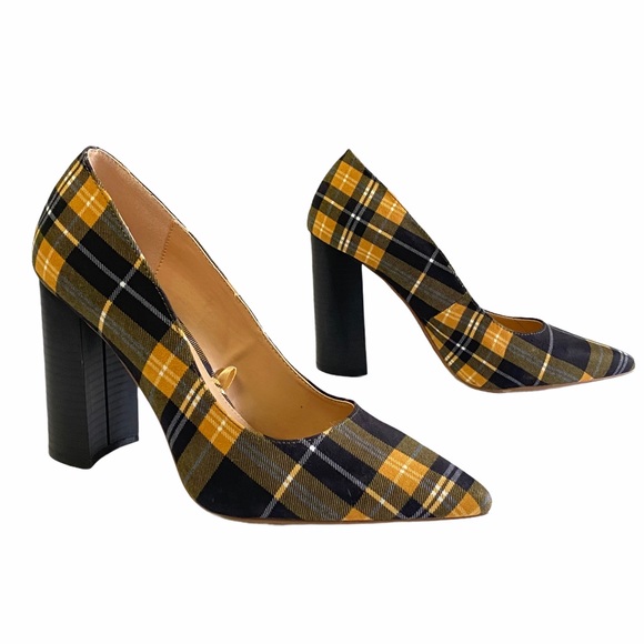 New York & Company Shoes - NY&CO Plaid Pointed Toe Chunky Heels Sz 9